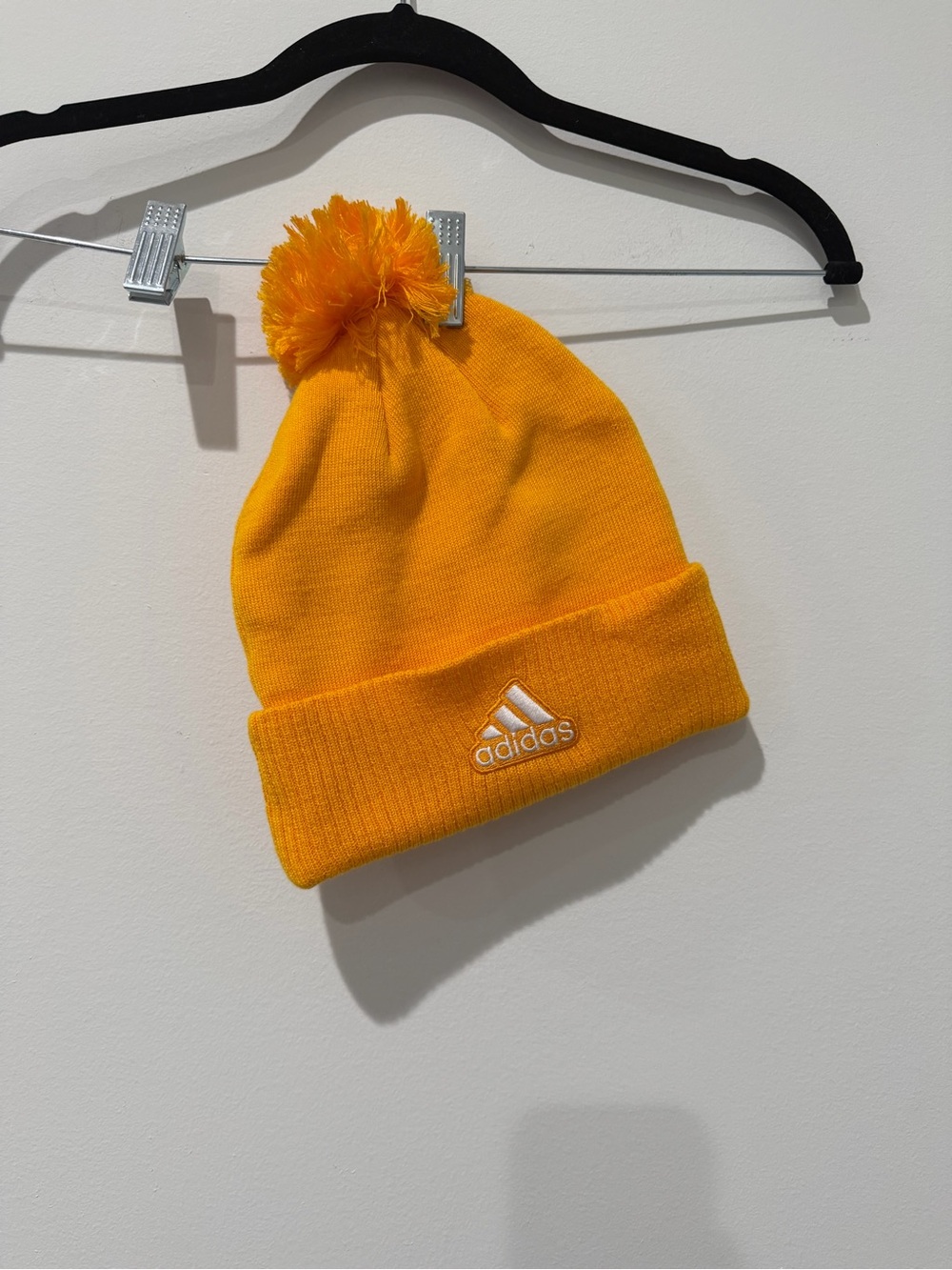 Adidas Unisex Mustard Yellow Pom Beanie with Logo